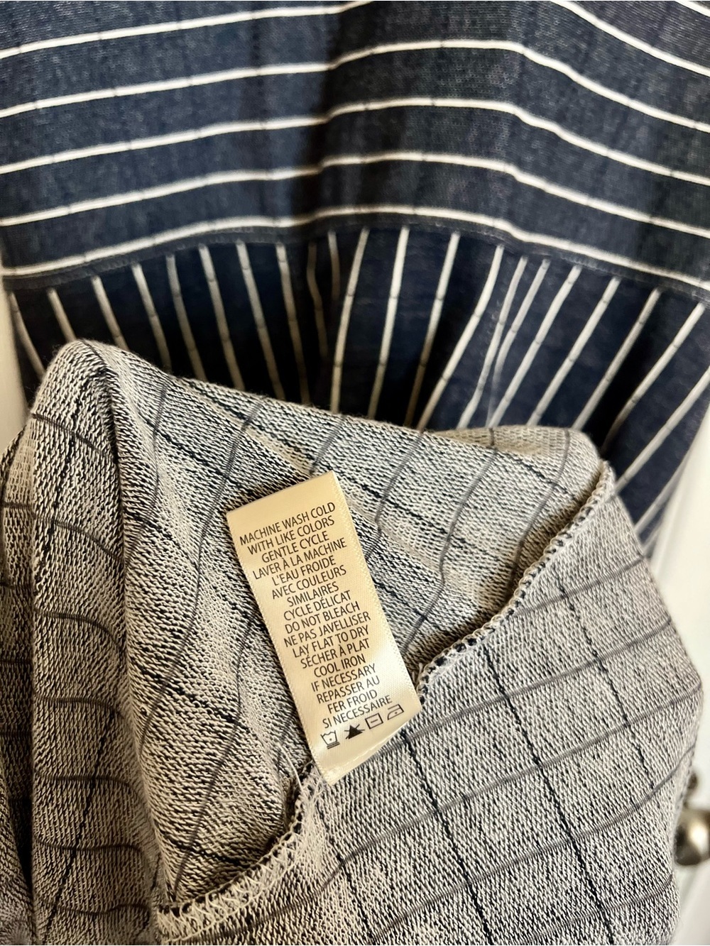 Navy and White Pinstripe A-line Midi Dress with Pockets Nautical Coastal Grandma - Picture 6 of 9